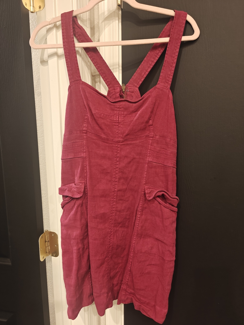 Anthropologie Rose-Red Denim Mini Dress